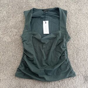 Dynamite Forest Green Ruched Tank Top